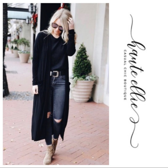 Midnight Black Long Sleeve Cardigan - Picture 2 of 6